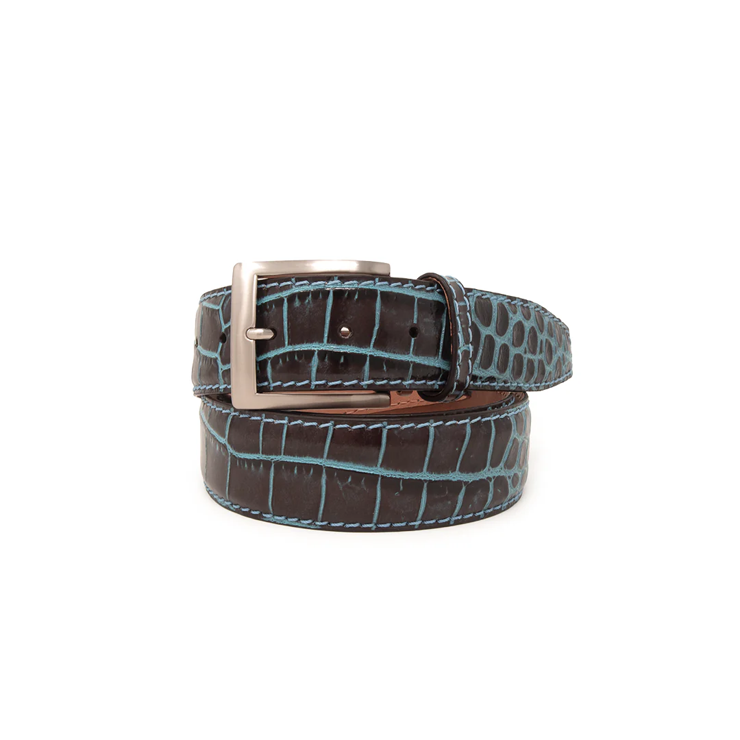 Two-Toned Mock Croc Belt - Brown Sea Salt - 40mm - Up to 55