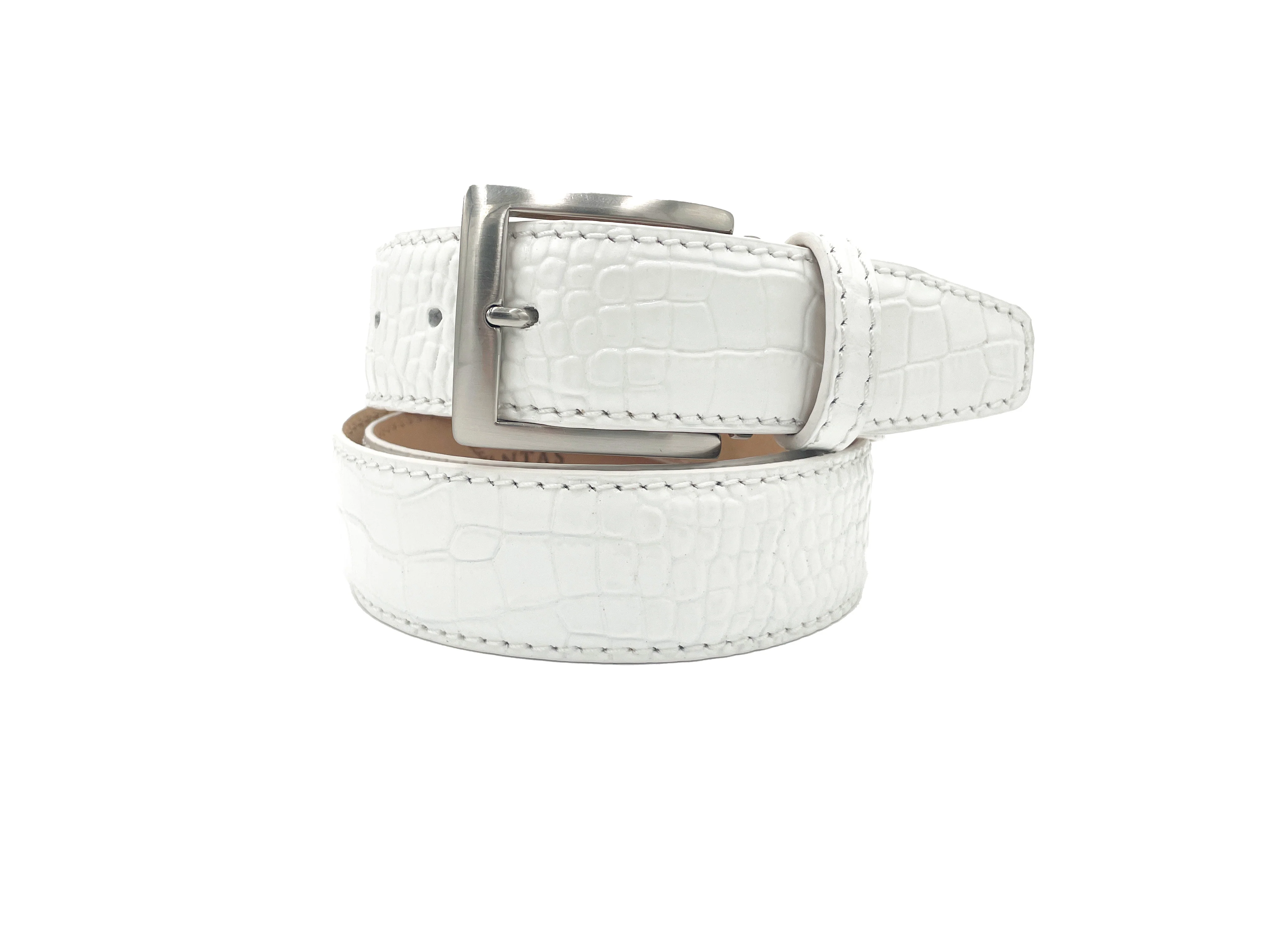Italian Matte Mock Crocodile - White - 40mm - Up to 50